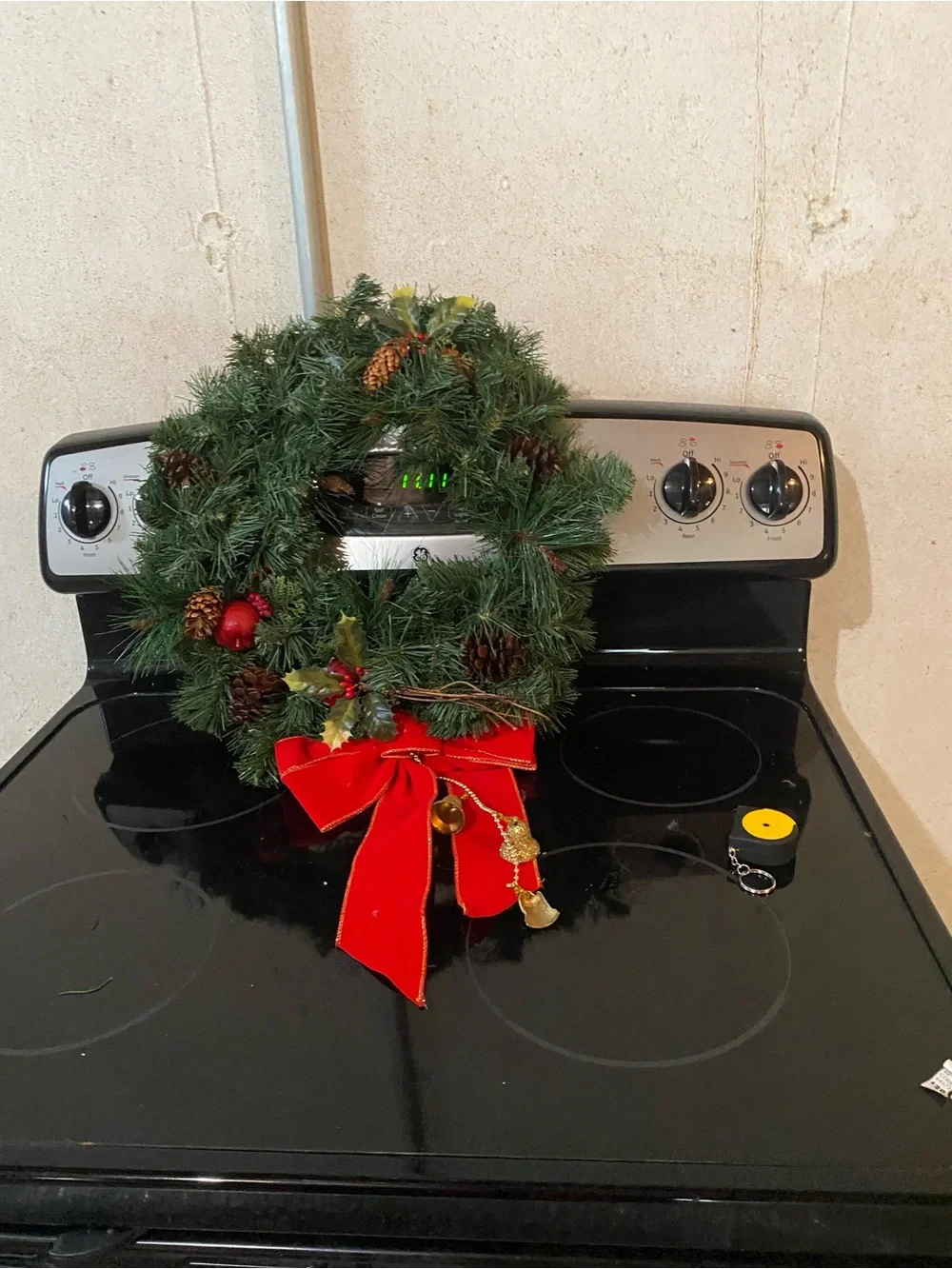 Holiday Pine Wreath with Red Bow